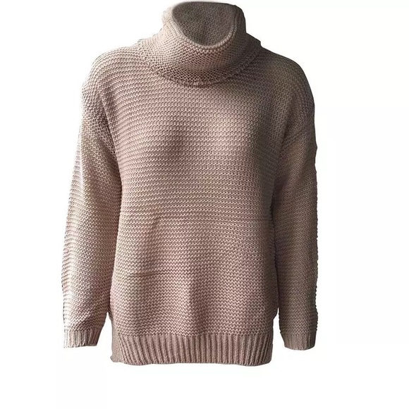Mauve Pink Knit Turtleneck Sweater - Picture 4 of 8